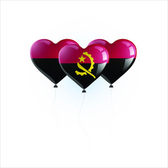 Obraz na płótnie Canvas Heart shaped balloons with colors and flag of ANGOLA vector illustration design. Isolated object.