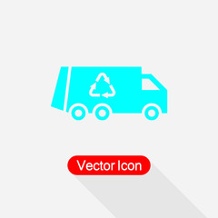 Recycle Truck Icon, Garbage Truck Icon Vector Illustration Eps10