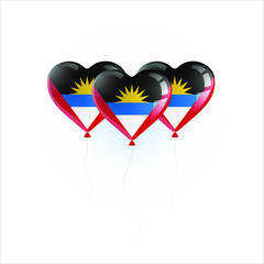 Heart shaped balloons with colors and flag of ANTIGUA AND BARBUDA vector illustration design. Isolated object.