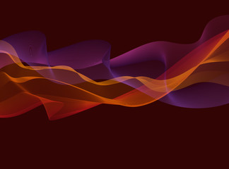 Abctract backdrop with colorful transparent waves on a dark background for banner, poster, landing page, flyer. Vector template.