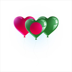 Heart shaped balloons with colors and flag of BANGLADESH vector illustration design. Isolated object.