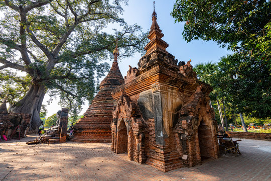 Myanmar, Mandalay Region, Inwa, Tomb in Yadana Hsemee Pagoda Complex