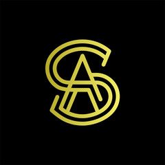 Gold monogram from the letters S and A. Emblem, logo for the company.