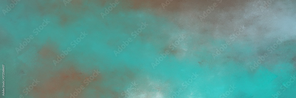 Aufkleber decorative abstract painting background graphic with cadet blue, medium turquoise and light sea green colors and space for text or image. can be used as horizontal background texture