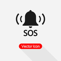 SOS Icon Warning Bell Help Sign Vector Illustration Eps10