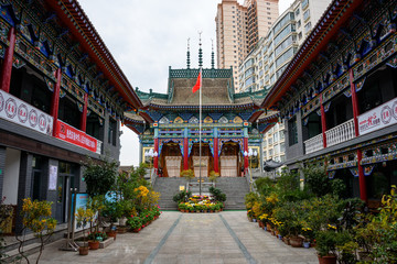 Hui mosques in Linxia old city with traditional Chinese architecture design