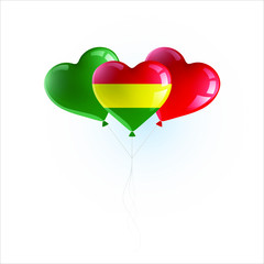 Fototapeta na wymiar Heart shaped balloons with colors and flag of BOLIVIA vector illustration design. Isolated object.