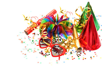 Fototapeta na wymiar Party decoration garlands streamer cracker confetti
