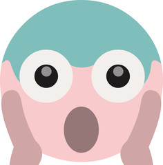Vector illustration of emoticon with scared or surprised face