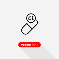 Vitamin Cl In Pill Icon Vector Illustration Eps10