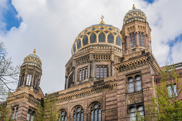 Fototapeta na wymiar New Synagogue (Neue Synagoge, 1859 -1866) - the main synagogue of the Berlin Jewish community, is an important architectural monument of the second half of the 19th century in Berlin. Germany.