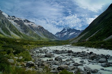 Fototapeta na wymiar Aoraki/Mount Cook view from Hooker Valley, New Zealand