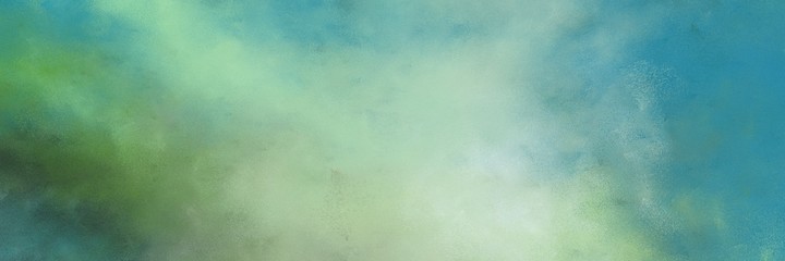 amazing abstract painting background graphic with dark sea green, teal blue and dark olive green colors and space for text or image. can be used as horizontal background texture