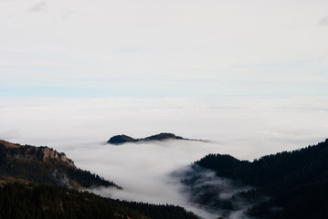 Over the clouds in Caucasus mountains