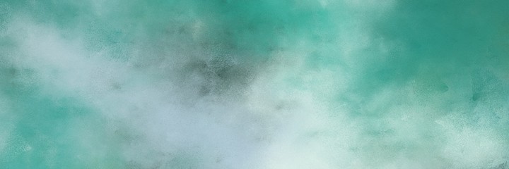 decorative vintage abstract painted background with medium aqua marine, teal blue and light gray colors and space for text or image. can be used as horizontal header or banner orientation