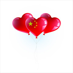 Obraz na płótnie Canvas Heart shaped balloons with colors and flag of CHINA vector illustration design. Isolated object.