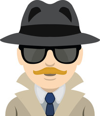 Vector emoticon illustration of a private agent character