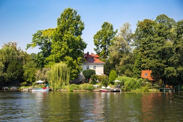 Banks of the Havel river in the area of Western Potsdam in Brandenburg, Germany