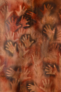 Cave art of hand outlines