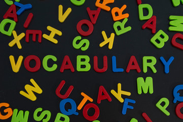 letras de plastico formando la palabra vocabulario