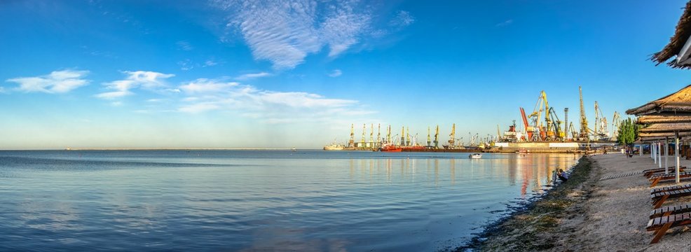 Coast of the Azov Sea in Berdyansk, Ukraine