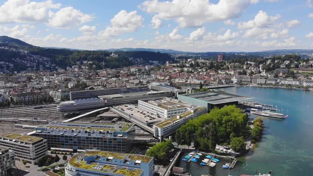 Flight over the city of Lucerne in Switzerland - travel photography