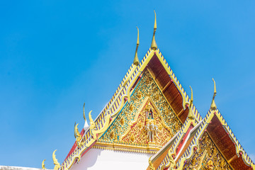 Fototapeta premium Beautiful roofs of the Wat Suthat Thepwararam Temple in Bangkok, Thailand