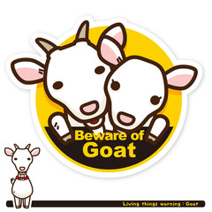 いきもの注意報：ヤギ出没注意サイン（英語）