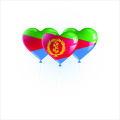 Fototapeta na wymiar Heart shaped balloons with colors and flag of ERITREA vector illustration design. Isolated object.