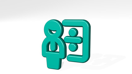 school teacher maths 3D icon casting shadow, 3D illustration for education and background