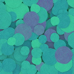Smooth pattern of colored circles with annual rings. 3d rendering illustration