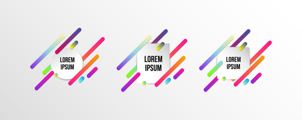 Set of colorful templates with abstract gradient shapes. Neon color lines and cards in a modern trendy design style