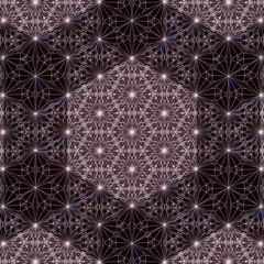 Wire hexagonal pattern in line art style on dark background. 3d rendering