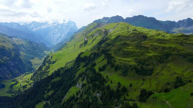 Amazing nature of the Swiss Alps - the Melchsee Frutt district in Switzerland from above - travel photography