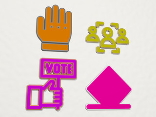vote 4 icons set, 3D illustration for election and background © Ali