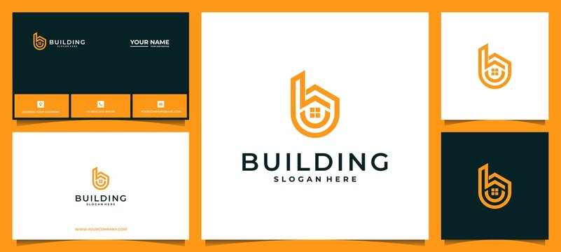 Moderen Letter B Building Logo With Business Card