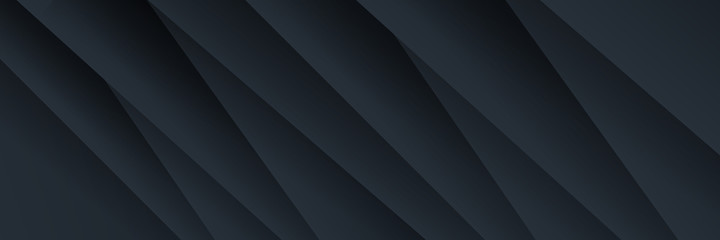 Dark black neutral background for wide banner with light layered stripe 