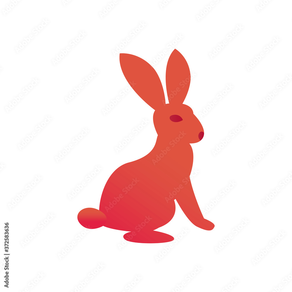 Poster cute rabbit gradient style icon vector design