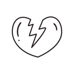broken heart line style icon vector design