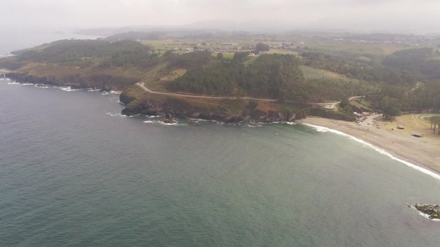 Asturias. Coastal landcape in Navia. Spain Aerial Drone Footage