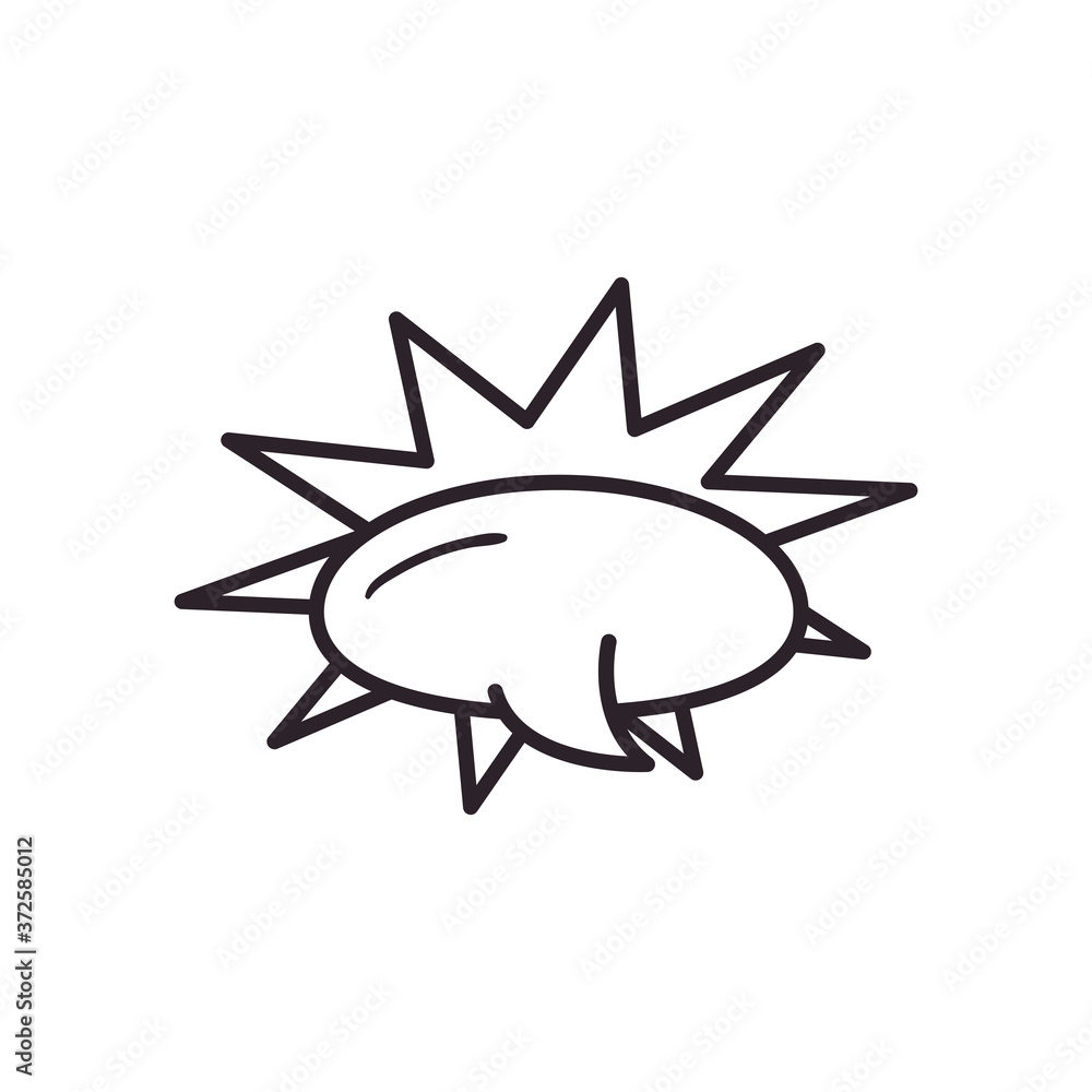 Poster communication bubble with explosion line style icon vector design