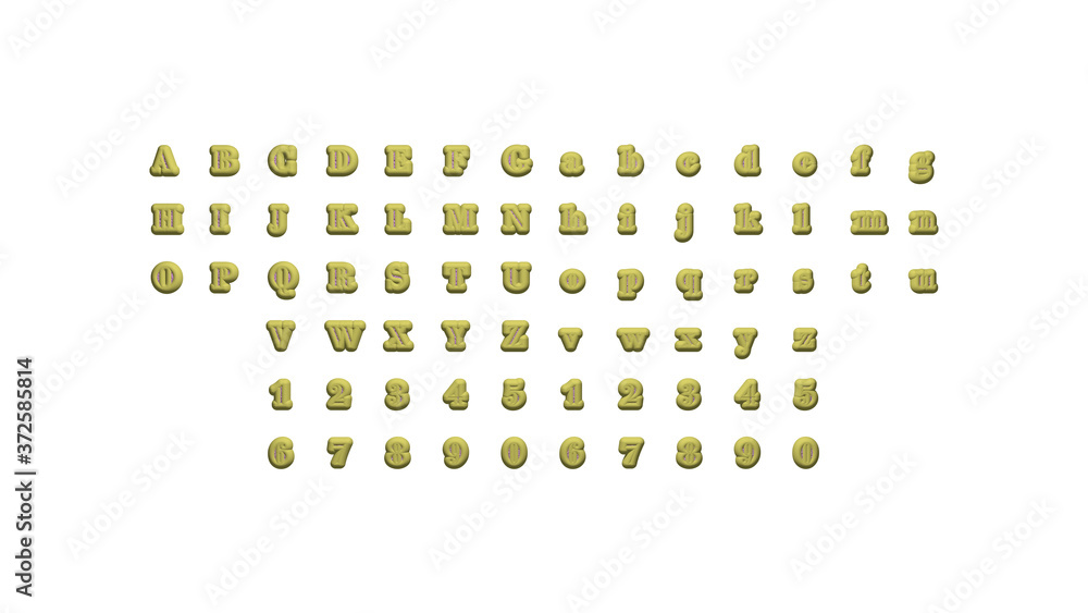 Poster written by individual letters on the wall by 3d rendering using a white background and casting shado