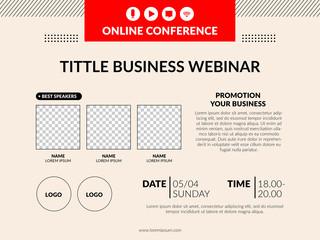 Live webinar invite template. Banner live webinar promotion for social media.
