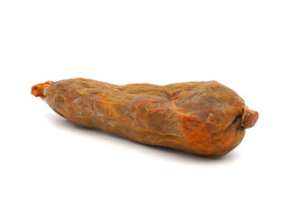 Soppressata dry salami isolated on white background