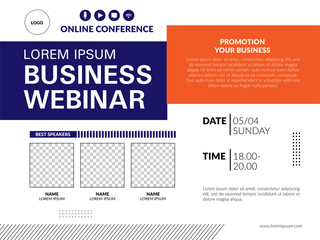 Live webinar invite template. Banner live webinar promotion for social media.
