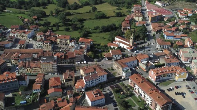 Colunga. Village of Asturias,Spain. Aerial Drone Footage