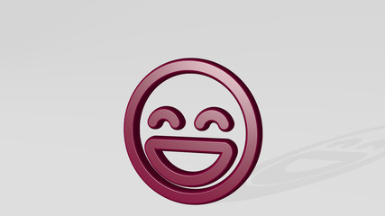 SMILEY THRILLED 3D icon casting shadow, 3D illustration for face and emoticon
