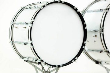 Fototapeta na wymiar Big drum of marching band on white background.