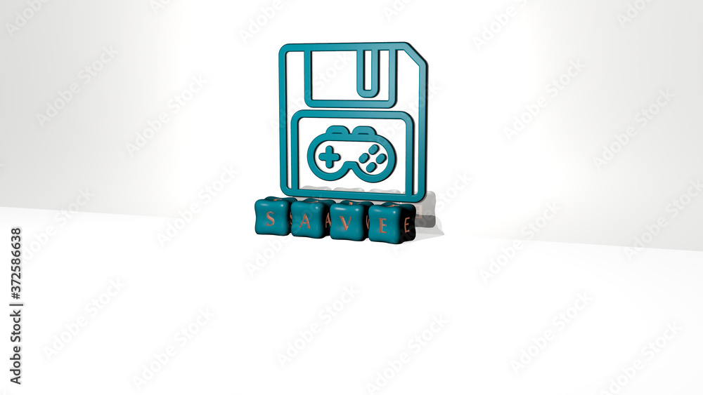 Poster 3D graphical image of save vertically along with text built by metallic cubic letters from the top perspective, excellent for the concept presentation and slideshows for illustration and background