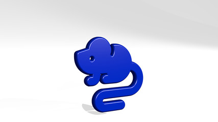 MOUSE TAIL 3D icon casting shadow, 3D illustration for background and computer